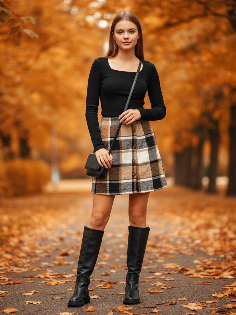 Plaid Asymmetrical Skirt Size 15-16Y NWOT